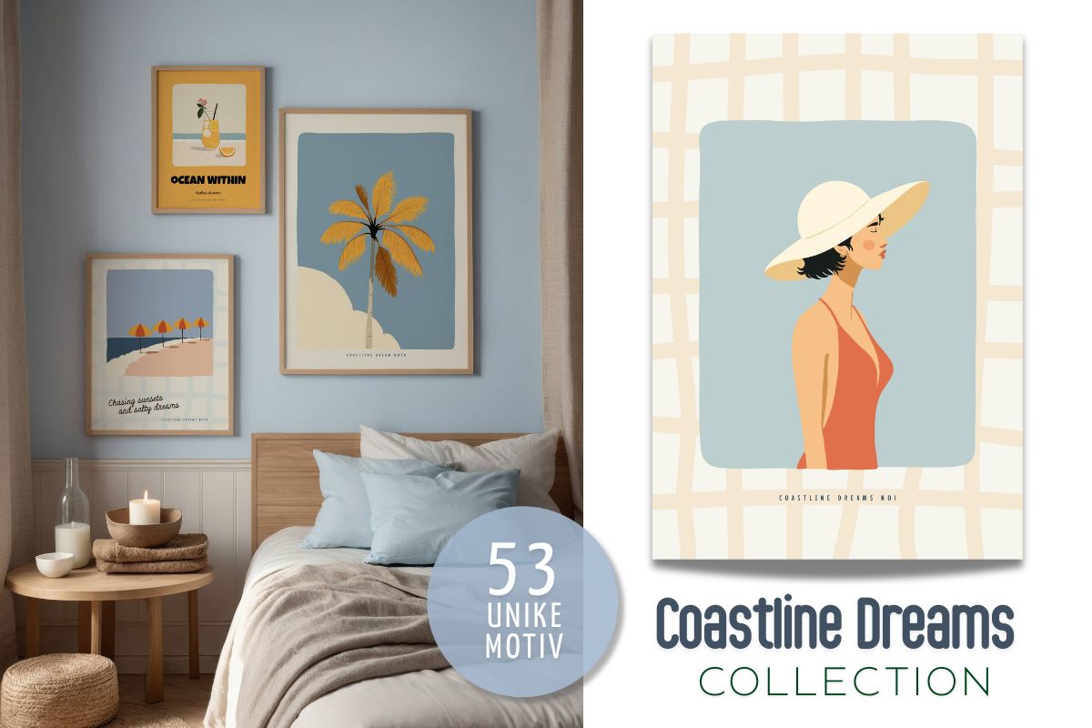Coastline Dreams Collection – en serie på hele 53 unike motiver inspirert av strandliv, retro estetikk og sommerens lune ro.