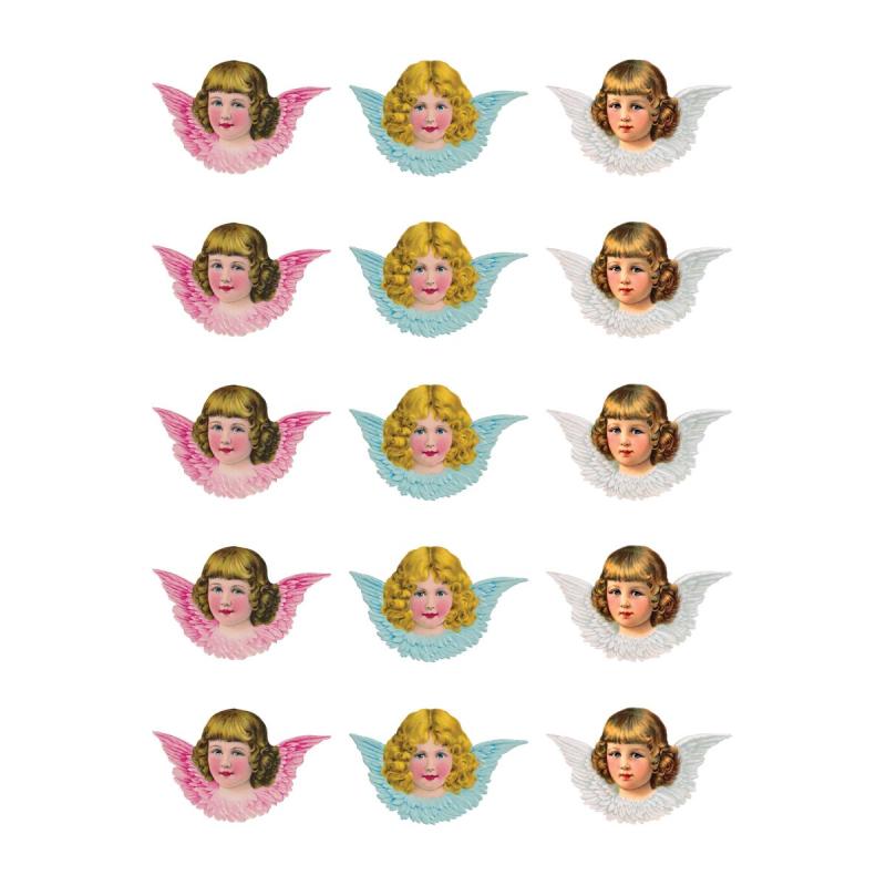 Stickers julemerker med engler. Pynt julekortene eller julepakkene med dekorative jule-stickers.