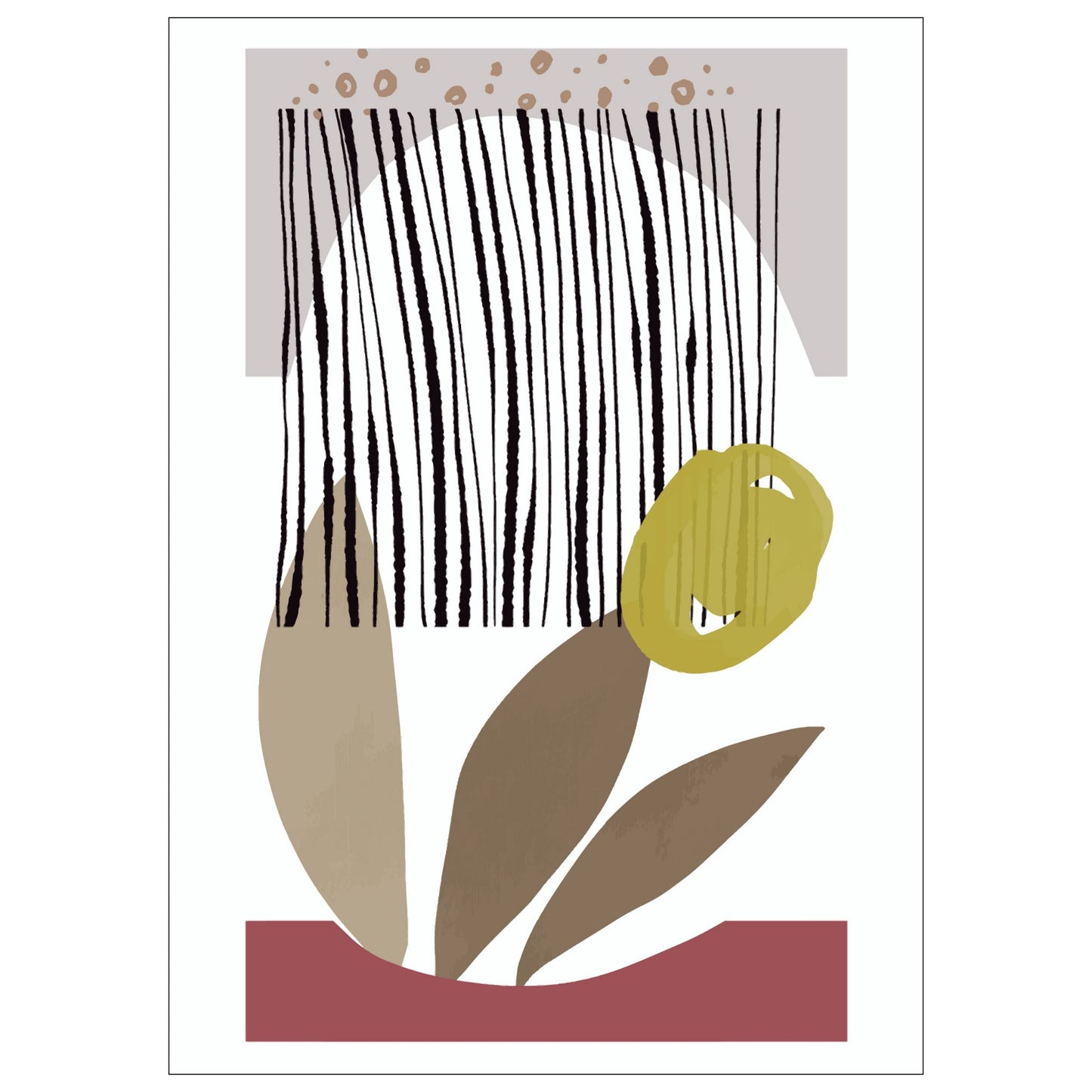 «Abstract Organic" plakatserie med 10 ulike motiv å velge mellom, bringer en følelse av ro og naturlig eleganse til ethvert rom. Hvert motiv i serie er utformet med organisk inspirasjon og hovedfargene burgunder, beige, brun, oker og sort.
