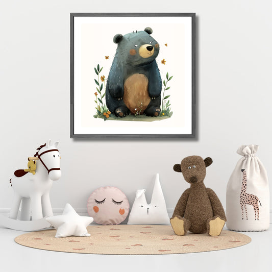 Bjørn - grafisk illustrasjon. Illustrasjonsbilde viser motiv i ramme.