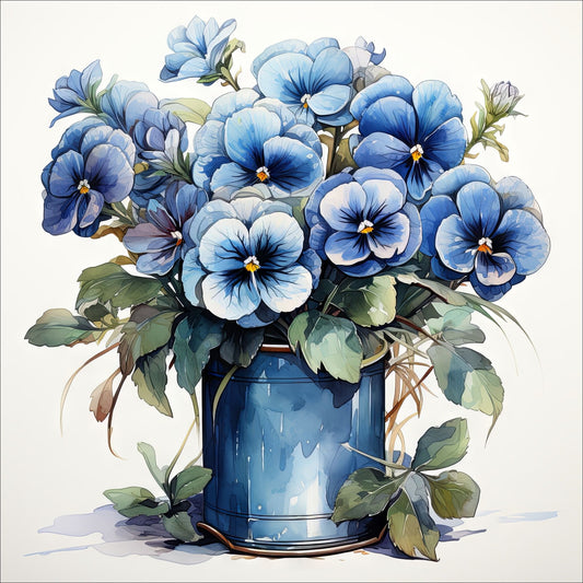 Våre "Blomster i Blått" plakat og lerret er vakkert designet med grafiske illustrasjoner i akvarell, som fremhever botaniske motiv av planter og blomster i nyanser av blått.