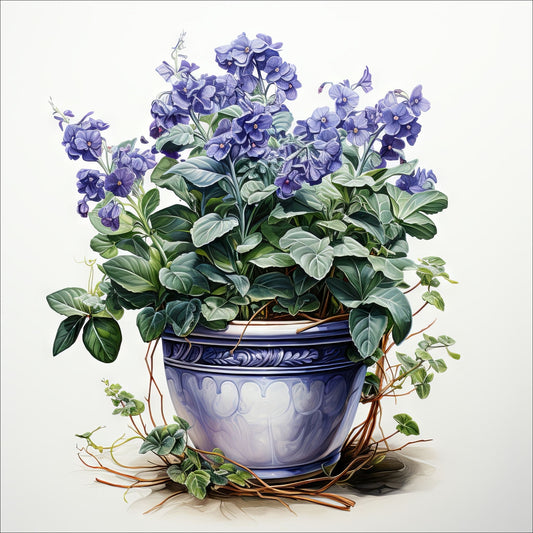 Våre "Blomster i Blått" plakat og lerret er vakkert designet med grafiske illustrasjoner i akvarell, som fremhever botaniske motiv av planter og blomster i nyanser av blått.