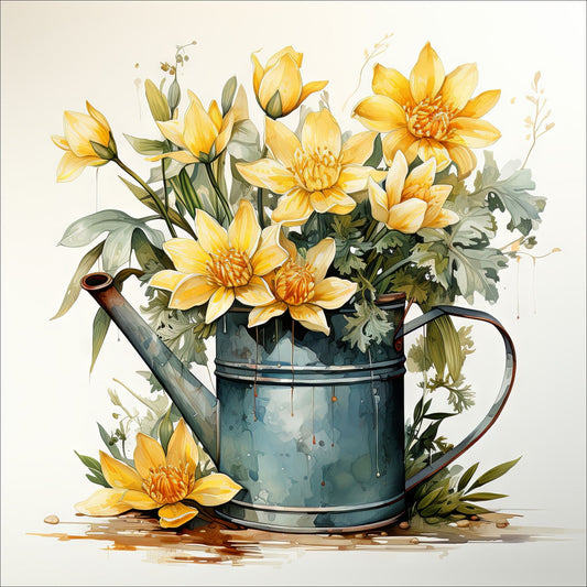 Våre "Blomster i Gult" plakat og lerret er vakkert designet med grafiske illustrasjoner i akvarell, som fremhever botaniske motiv av planter og blomster i nyanser av gult.