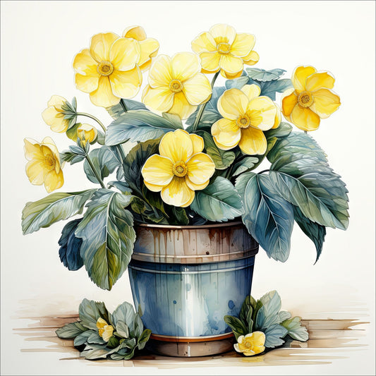 Våre "Blomster i Gult" plakat og lerret er vakkert designet med grafiske illustrasjoner i akvarell, som fremhever botaniske motiv av planter og blomster i nyanser av gult.