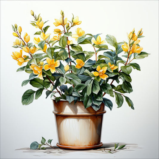 Våre "Blomster i Gult" plakat og lerret er vakkert designet med grafiske illustrasjoner i akvarell, som fremhever botaniske motiv av planter og blomster i nyanser av gult.