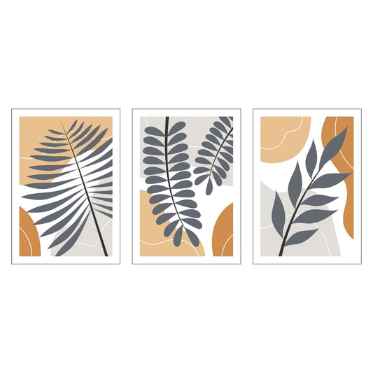 Gi hjemmet ditt et stilig og moderne uttrykk med vår vakre plakatserie "Boho Wall Art". Denne tredelte serien kombinerer organiske former og botaniske motiver i nøytrale jordtoner som beige, oker og grått.