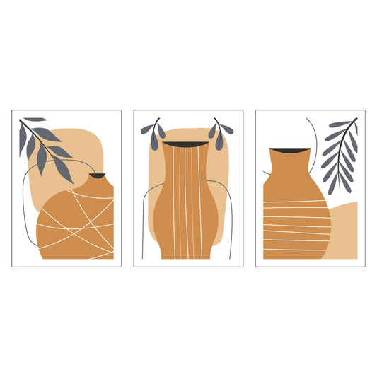 Dette settet med tre unike motiver er inspirert av minimalistisk design, der varme jordtoner og myke organiske former kombineres for å skape en rolig og innbydende atmosfære.