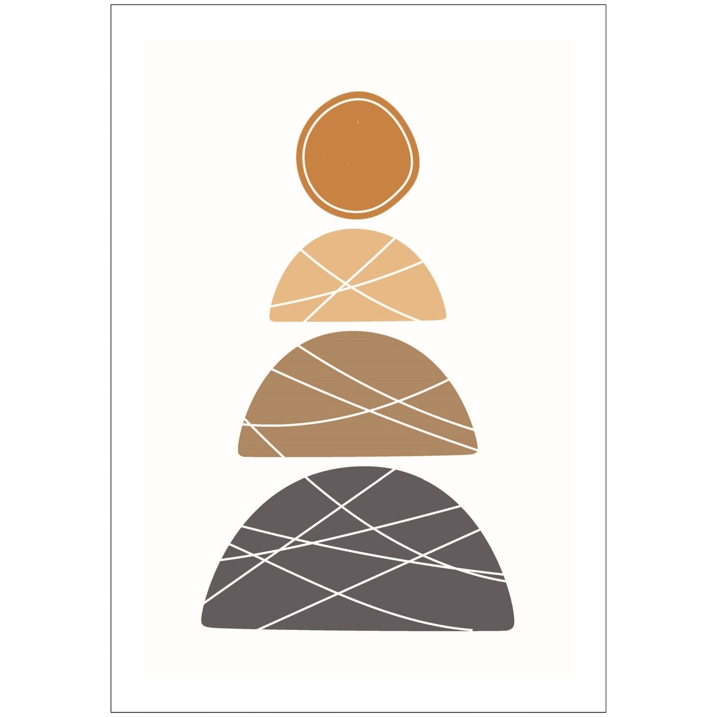 Dette kunstverket er inspirert av moderne minimalistisk design med innslag av naturlige former og fargetoner, perfekt for deg som ønsker å skape en varm og innbydende atmosfære.