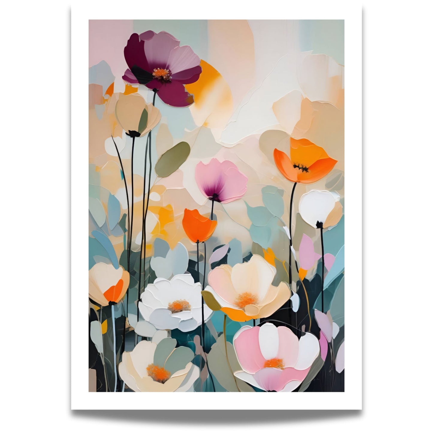 La hjemmet ditt blomstre med "Blomsterfest i Farger No5", ett av fwem kunstneriske motiver som kombinerer livlige farger og abstrakte blomsterdesign.