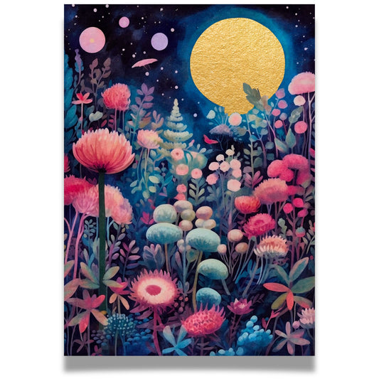 Denne kortserien består av 10 unike motiver med illustrasjoner som er inspirert av fantasihager, eventyrslott og blomster i fullt flor – enten badet i sollys eller innhyllet i nattens mystikk.