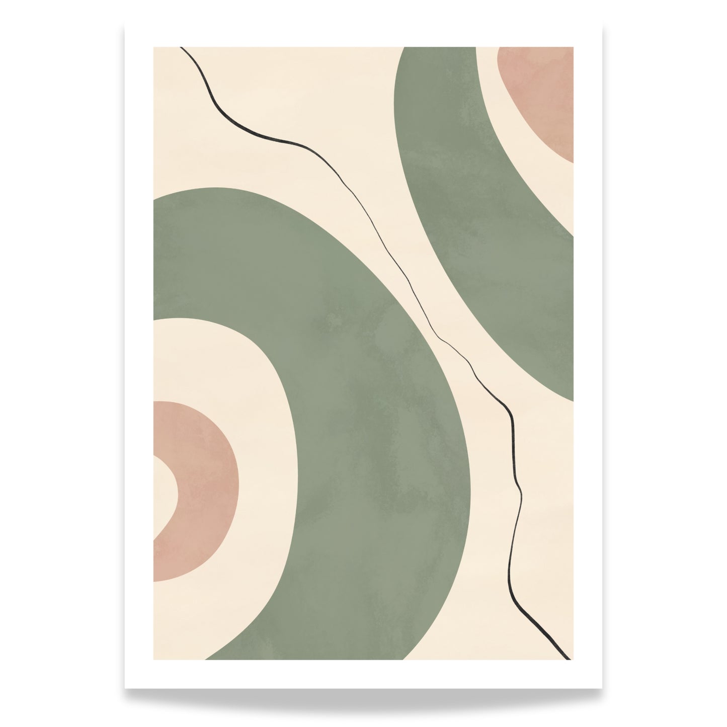 Plakat med et moderne og minimalistisk uttrykk, med en myk palett og subtile linjer som reflekterer bohemsk og mid-century designestetikk.