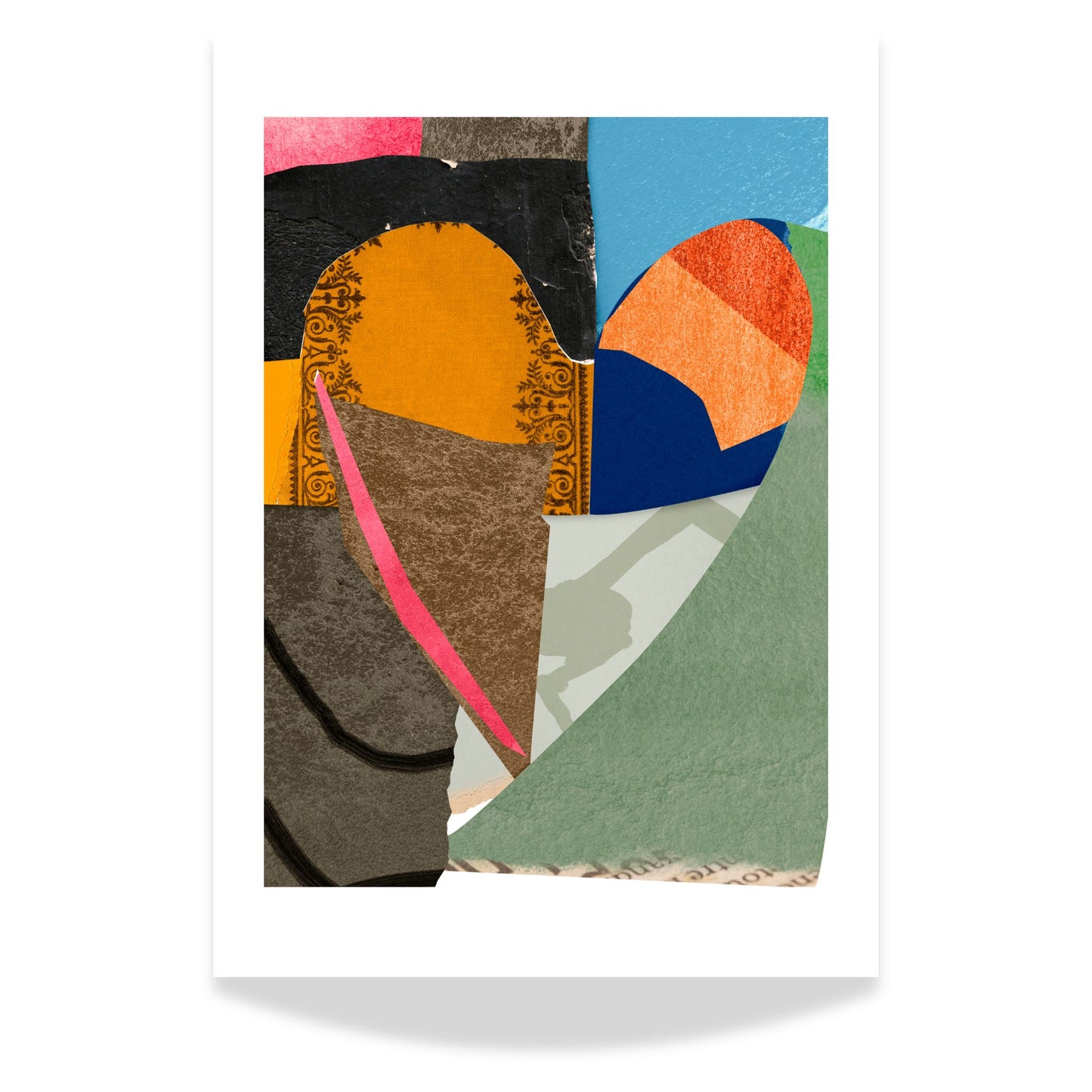 Colorful Heart Collage, en abstrakt plakat som kombinerer levende fargetoner og dristige former i et unikt hjerte-design