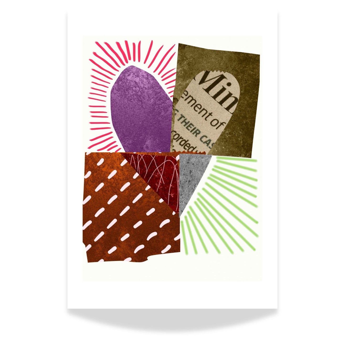 Colorful Heart Collage, en abstrakt plakat som kombinerer levende fargetoner og dristige former i et unikt hjerte-design.