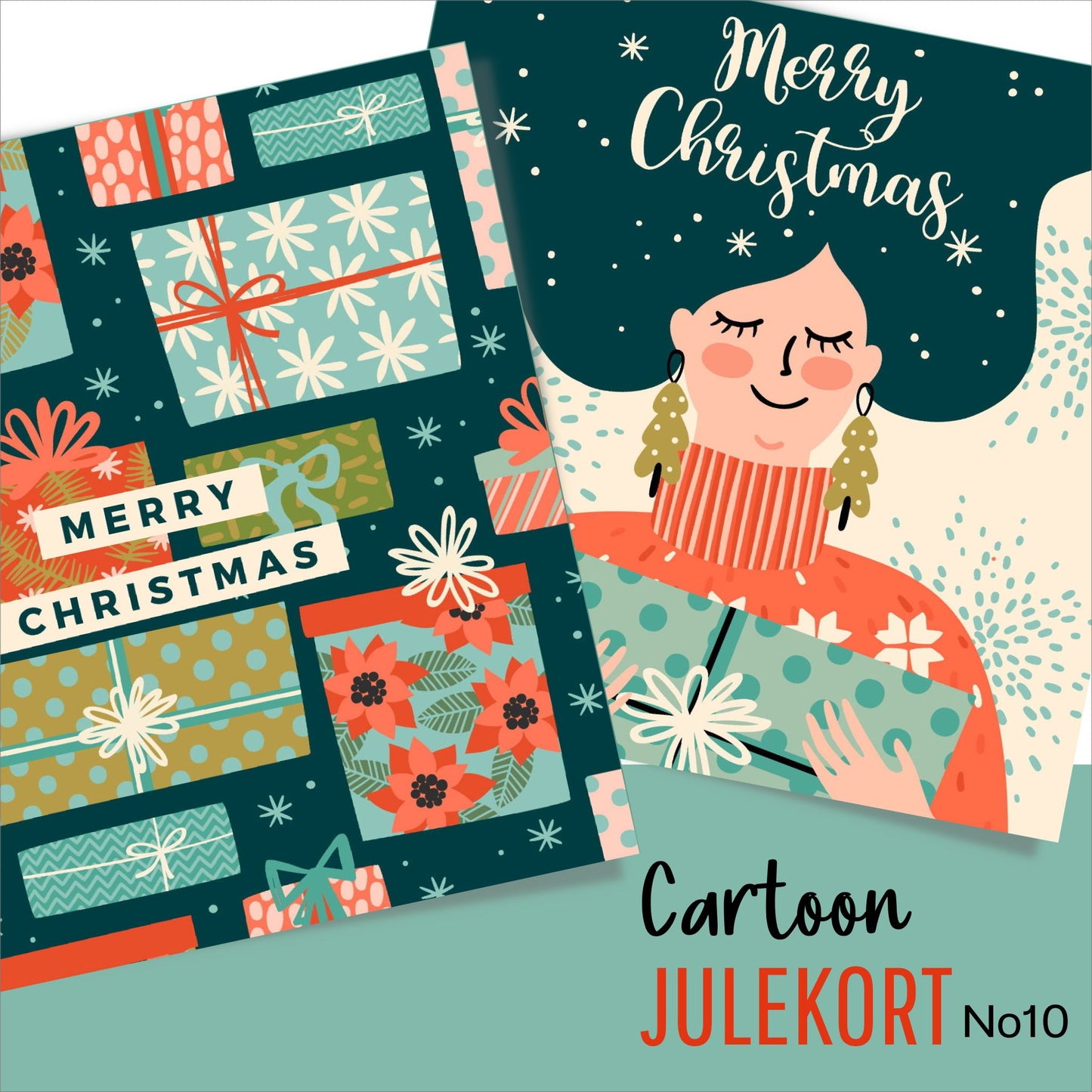 Cartoon julekort - 10pk.