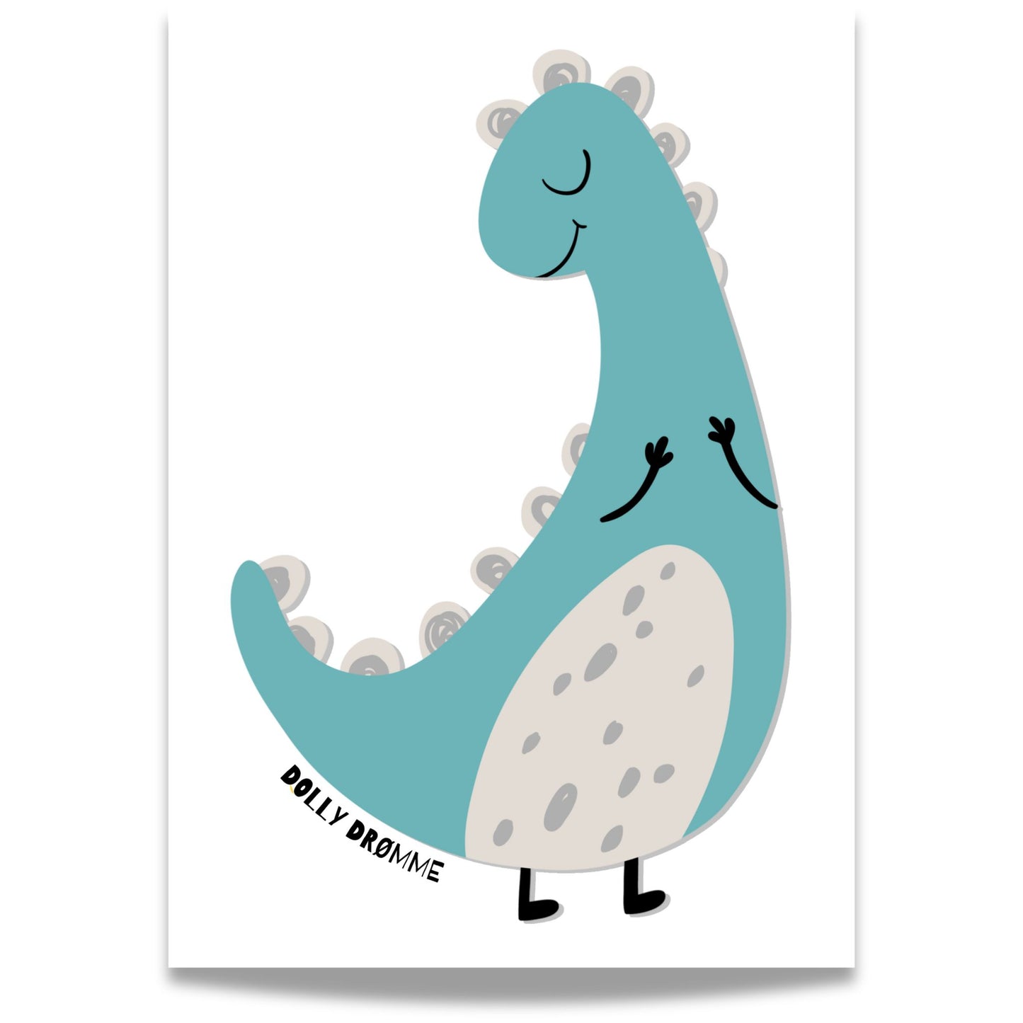 Drømmende dinosaur med lukkede øyne.
