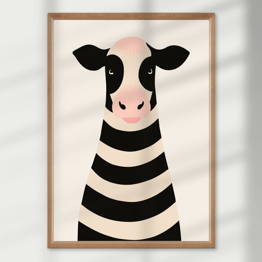 Sjenert, men sjarmerende – denne rampete lille vaskebjørnen titter forsiktig frem, og vil garantert stjele hjertet til både barn og voksne. Illustrasjon viser plakat i eik ramme.