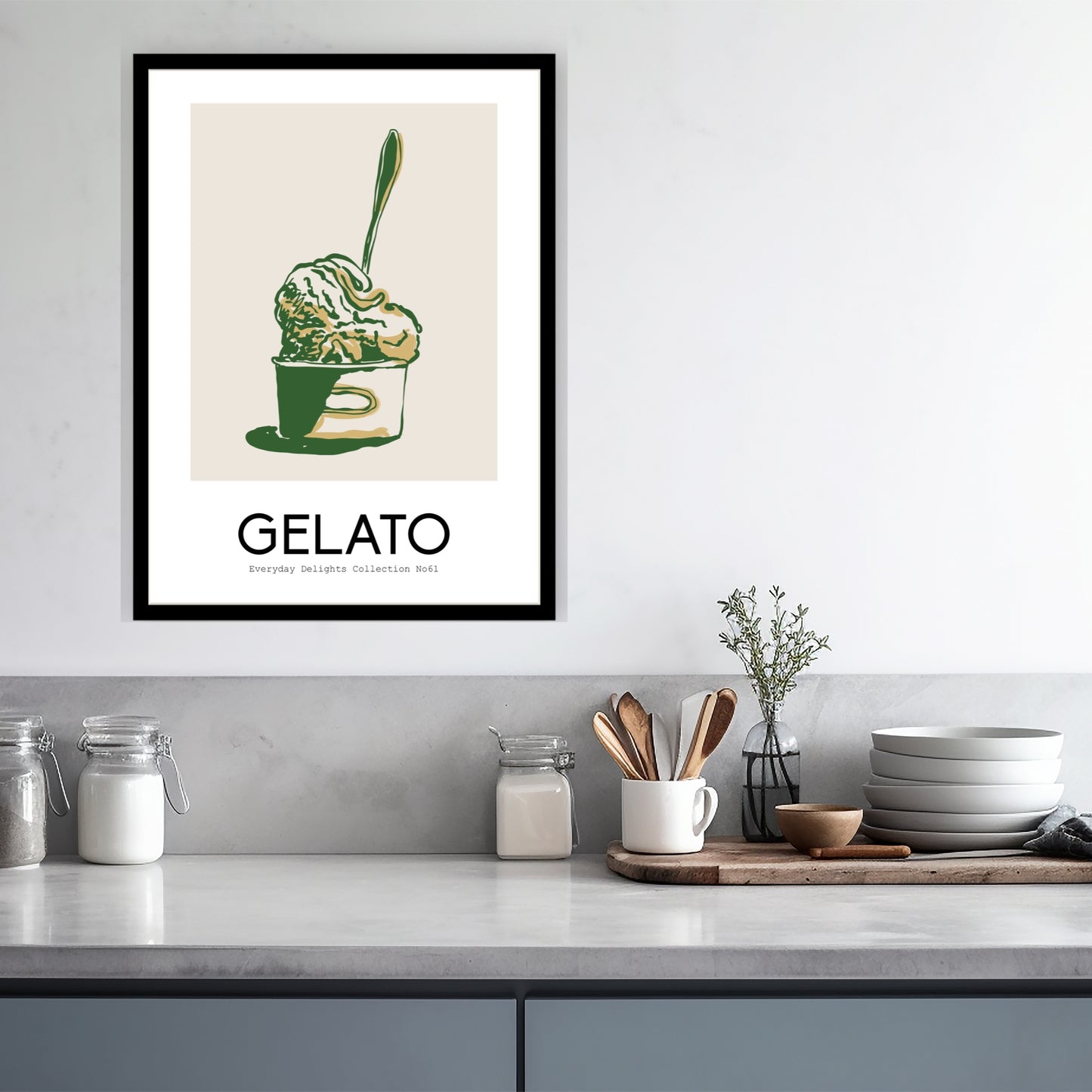 Everyday Delights - Fruit & Form – plakatsett med frukt, dessert og grafisk eleganse. Illustrasjon viser motiv No61.