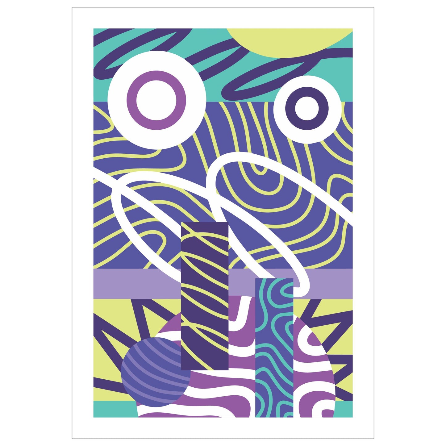 "Experimental Art" – Grafisk serie designet for å fange øyets. Med nyanser av lilla, mint, blått og hvitt, tilbyr denne serien en frisk og dynamisk estetikk som passer perfekt inn i moderne innredningsstiler.
