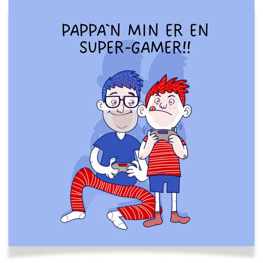 Et fargerikt og moderne kort for pappaen som virkelig lever seg inn i spillet.