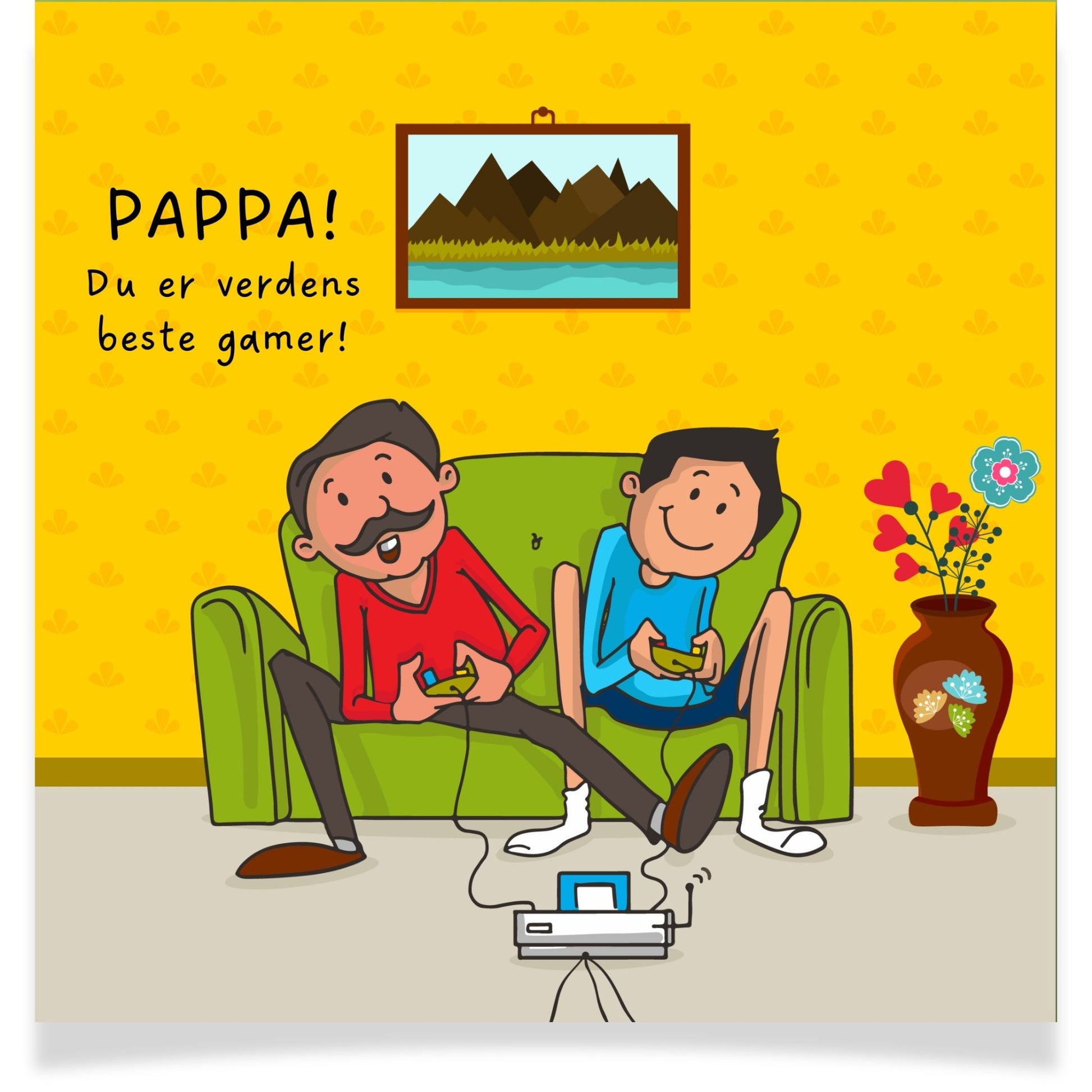 Et morsomt kort som passer perfekt for pappaen som deler spillglede med barna