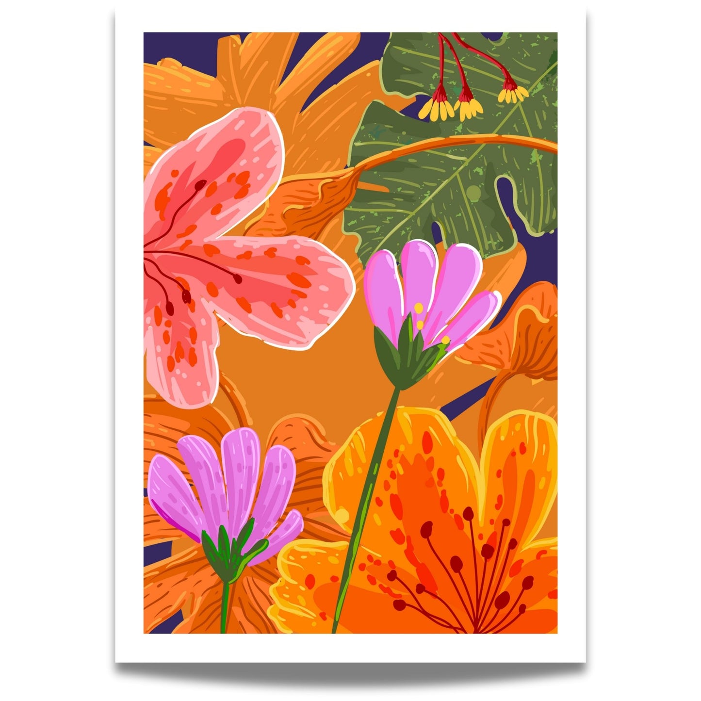 Funky Flora Fargerike Plakat er en leken og energisk plakatserie som hyller farger, former og kreativ frihet.