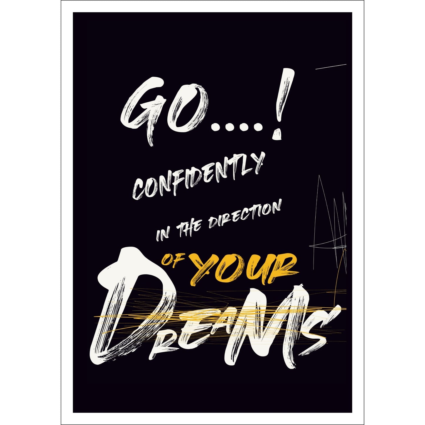 Dette unike motivet, med en grafisk graffiti illustrasjon, fanger oppmerksomheten med sitt rå og kraftfulle uttrykk med den inspirerende setninger "Go confidently in the direction of your dreams"