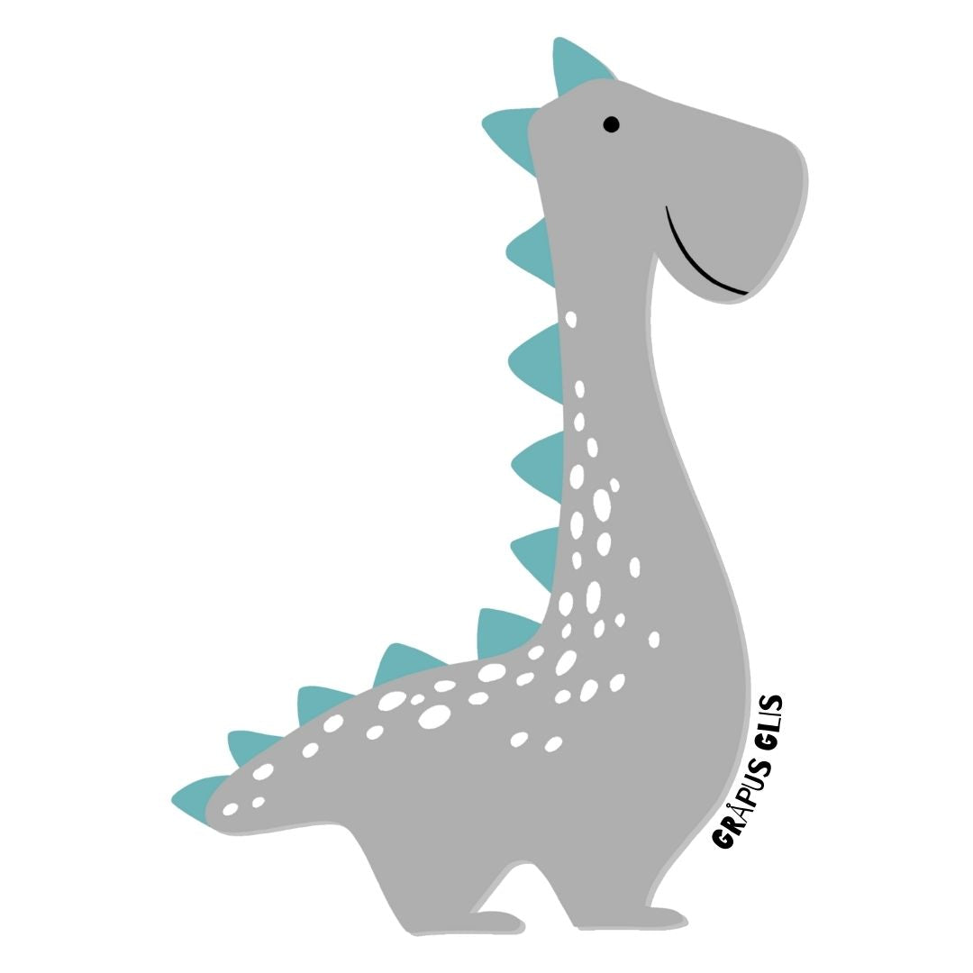 Emaljekrus med Gråpus Glis fra Dino Venneflokken. Plass til navn på andre siden.