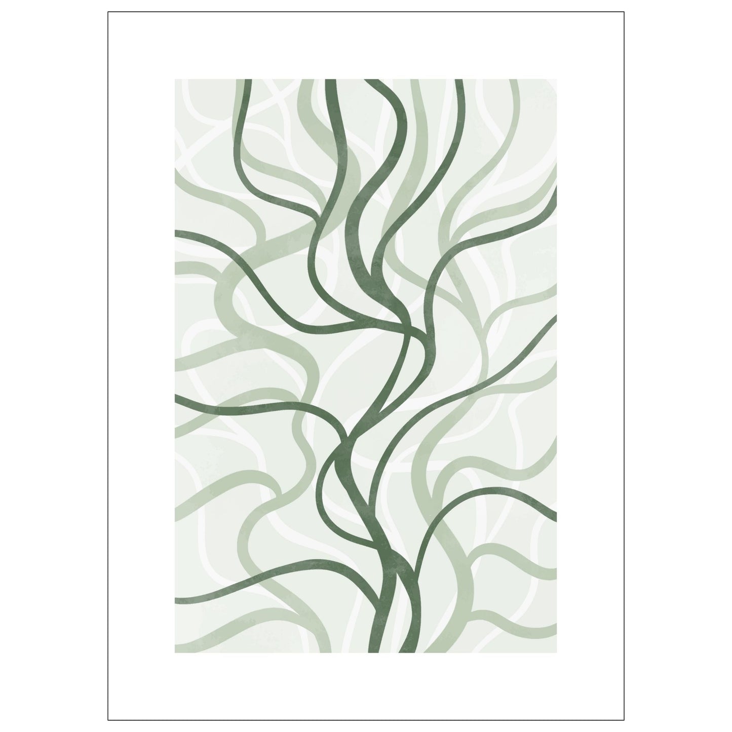 Green Abstract plakat. Med sine beroligende grønne toner og sofistikerte design, tilfører denne plakaten en følelse av ro og harmoni til ethvert rom.