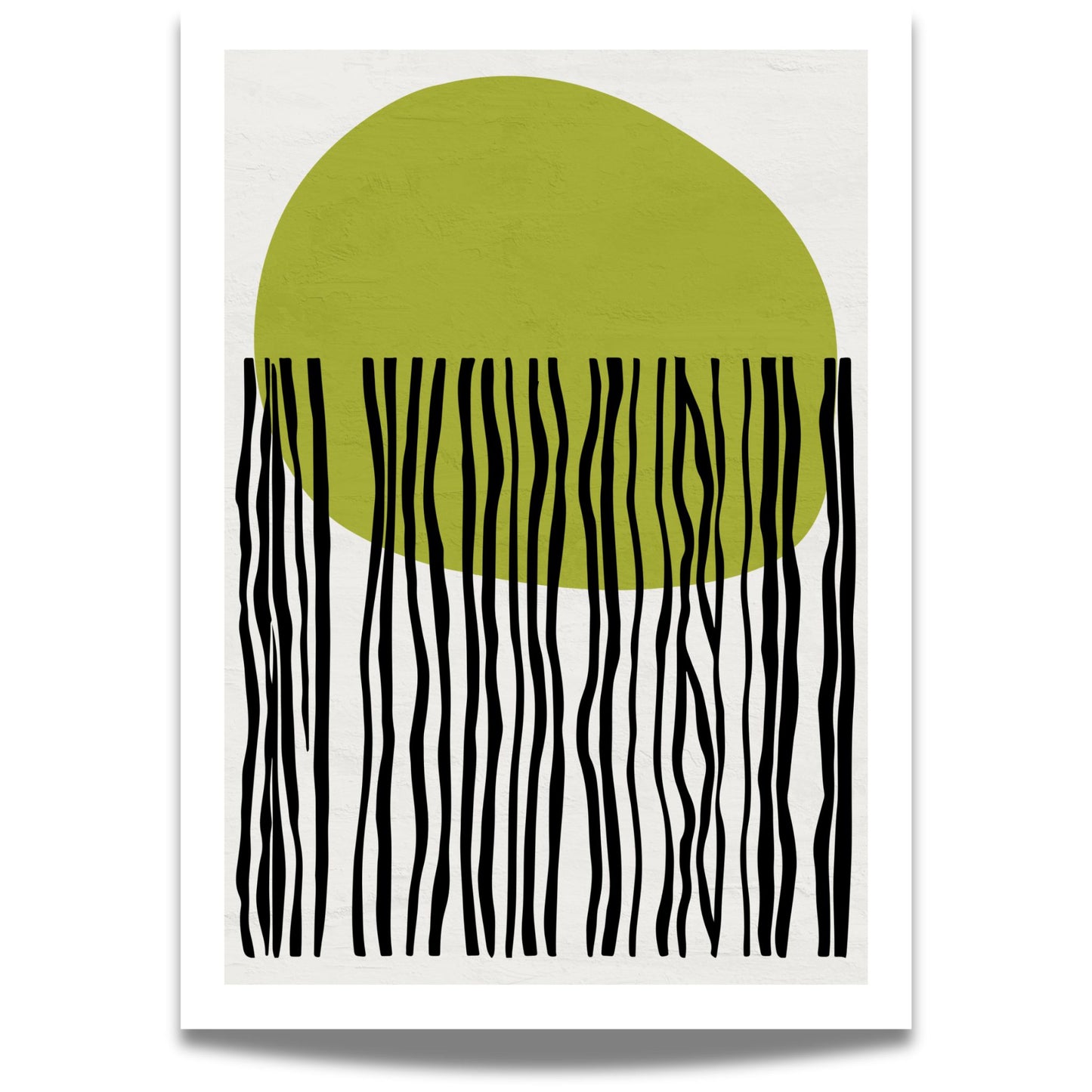 Green Sun – mid-century moderne plakat er en stilren og kunstnerisk tolkning av sol, skygge og rytme.