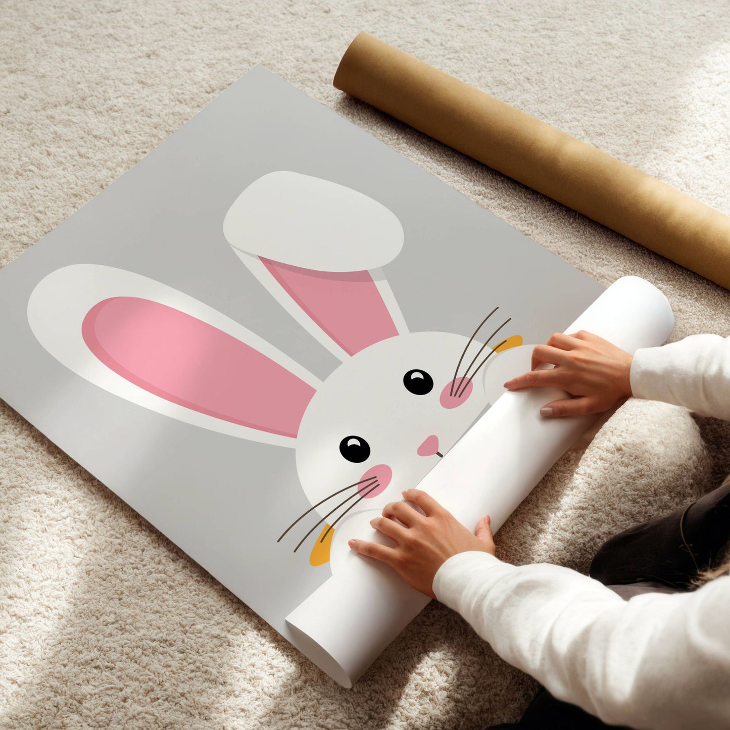 Møt påsken med et smil og et hjerte fylt av glede med vår herlige "Happy Easter" plakat. Illustrasjon viser plakat uten hvit kant på print.