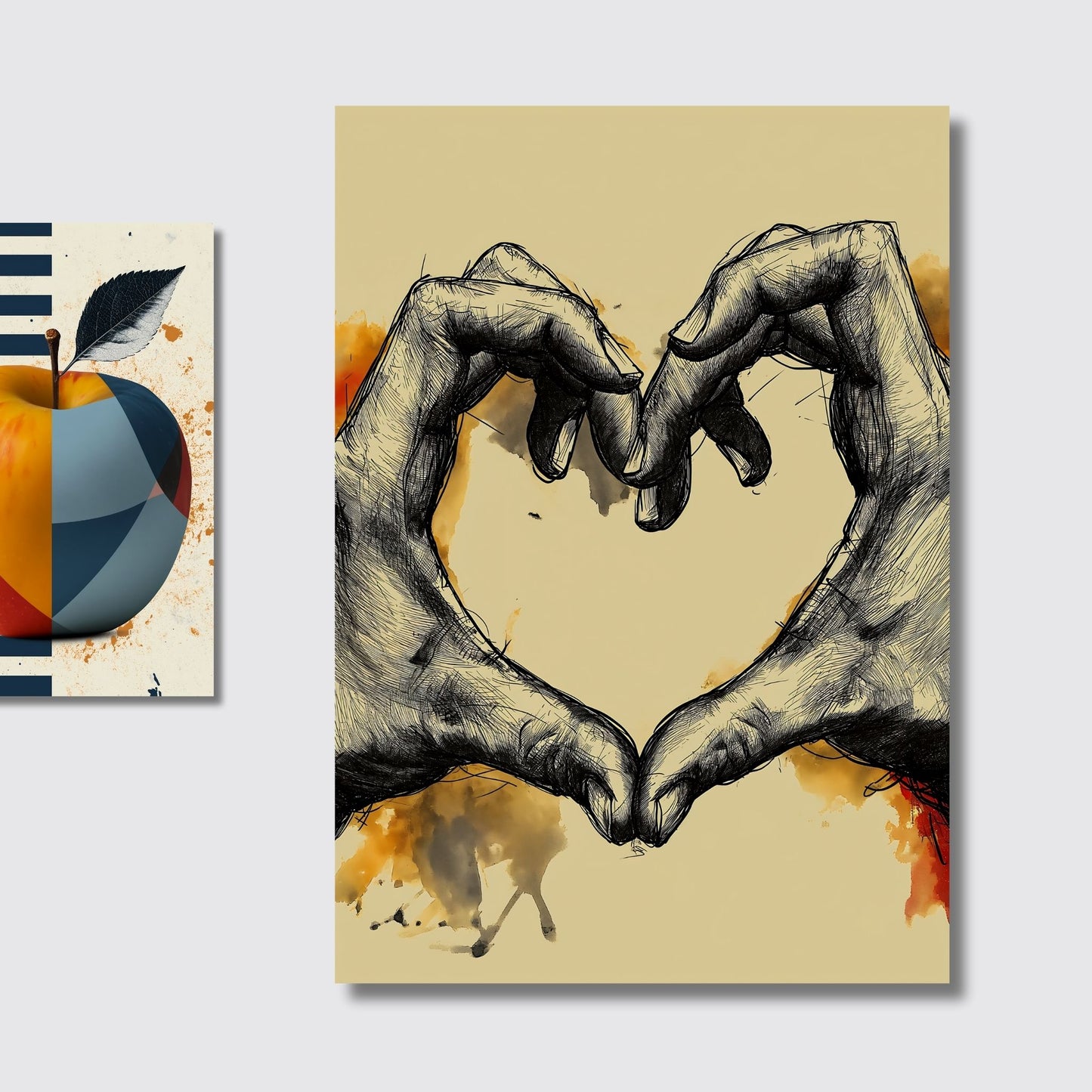 Lerret illustrasjon, skapt med kulltegning av to hender som danner en hjerteform, formidler dypet av ekte kjærlighet og omsorg.