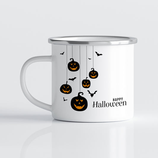 Motivet viser glade gresskar som henger som lykter, omgitt av små flaggermus – en perfekt kombinasjon av skrekk og sjarm.