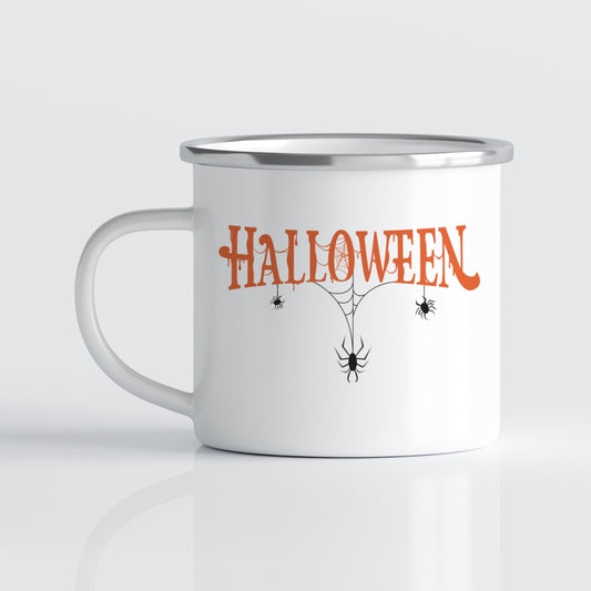 Dette sjarmerende emaljekruset viser en klassisk traktor omgitt av gresskar – et varmt og koselig motiv som minner om innhøsting og høstfest.