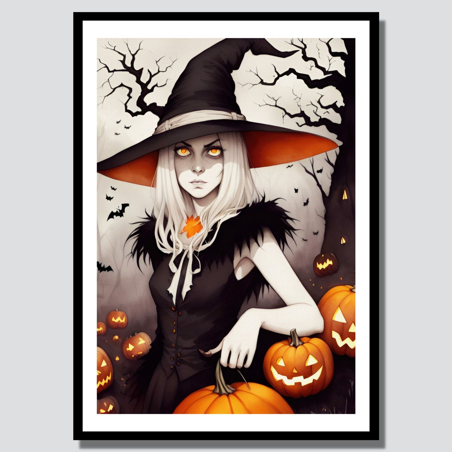 Creepy og kul halloweenplakat. Motivet som er i cartoon forestiller en heks