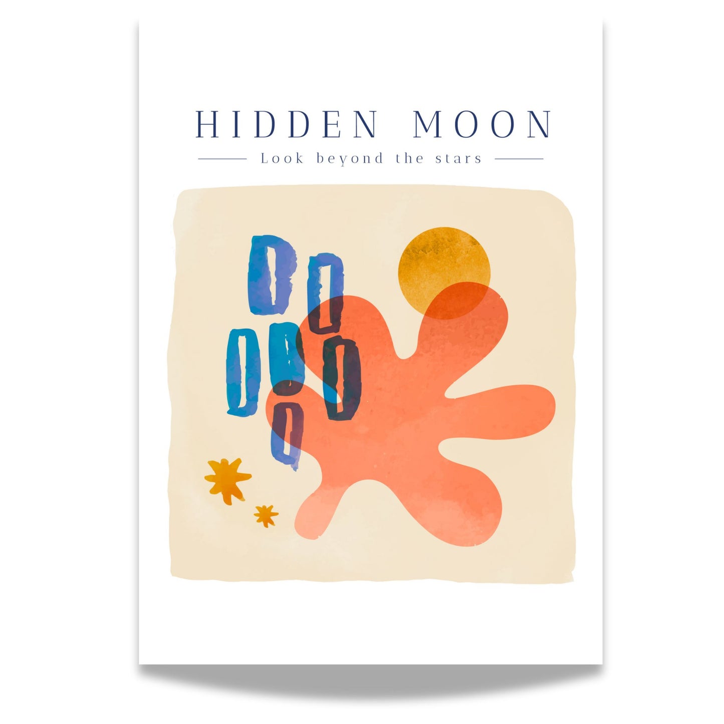 Denne Matisse-inspirerte plakaten innbyr til refleksjon med sitt minimalistiske design som kombinerer abstrakte former og beroligende nyanser.
