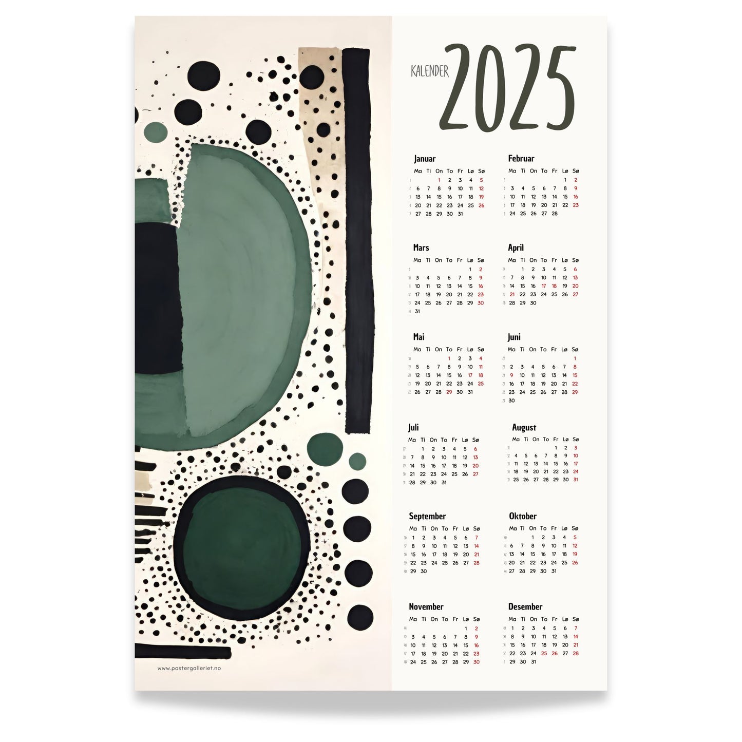Planlegg året med stil med Kalender 2025! Kalenderen er både funksjonell og dekorativ, og passer perfekt på veggen.