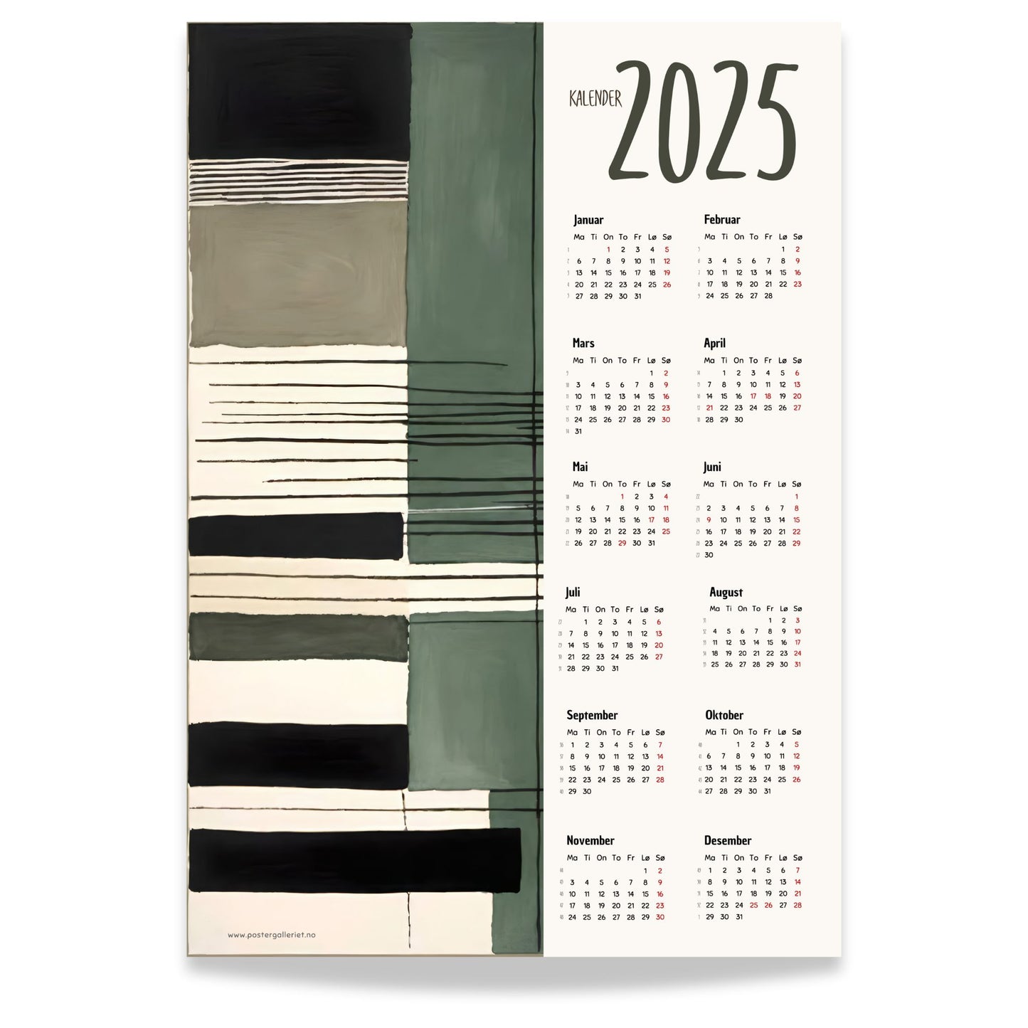 Planlegg året med stil med Kalender 2025! Kalenderen er både funksjonell og dekorativ, og passer perfekt på veggen.