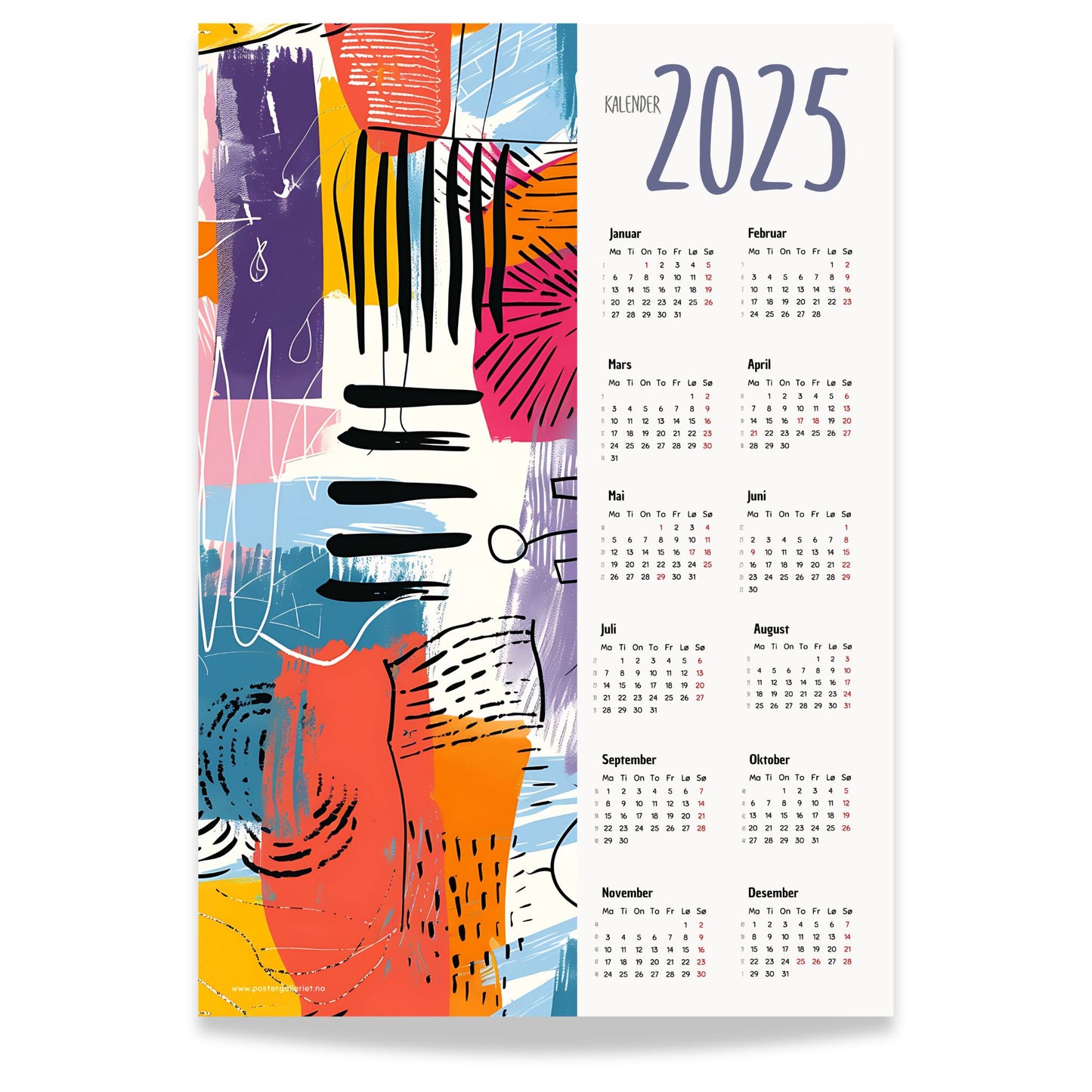 Planlegg året med stil med Kalender 2025! Kalenderen er både funksjonell og dekorativ, og passer perfekt på veggen.