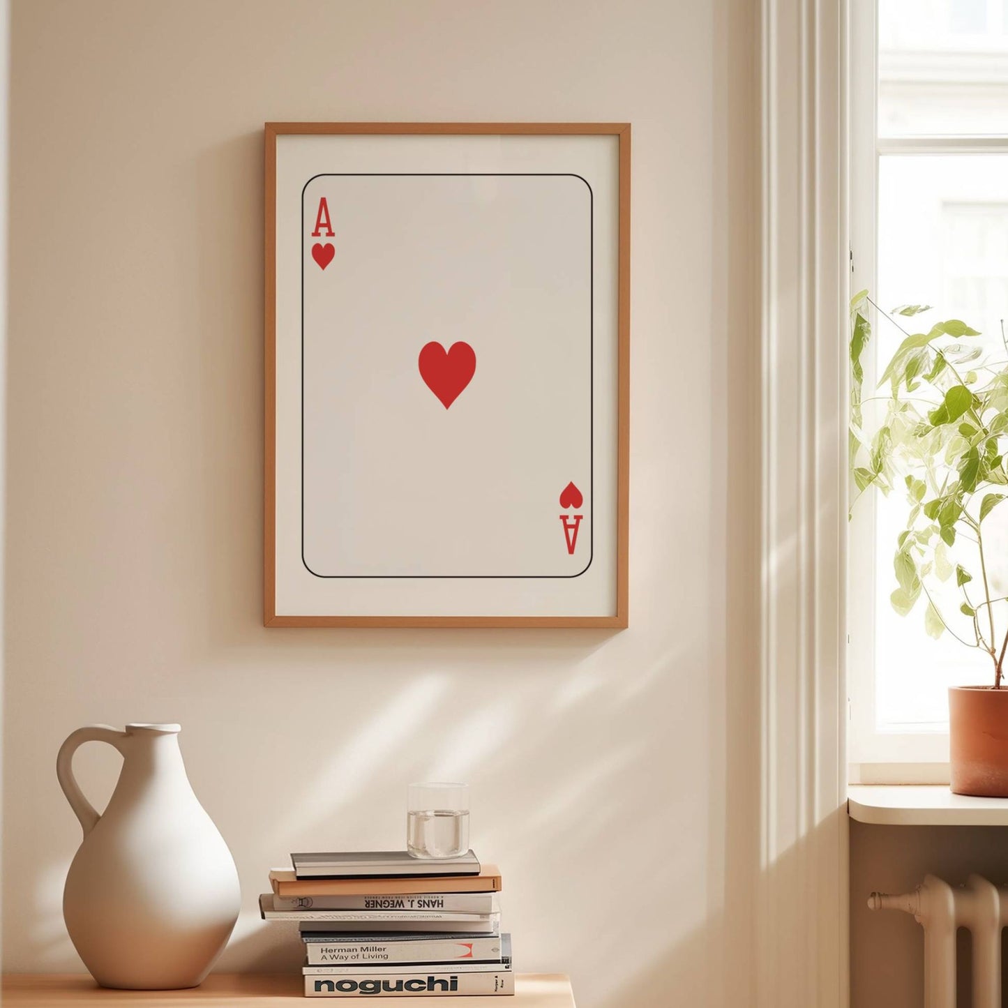 KORTSTOKK Hjerter Ess Plakat i stueinteriør – moderne grafisk kunst