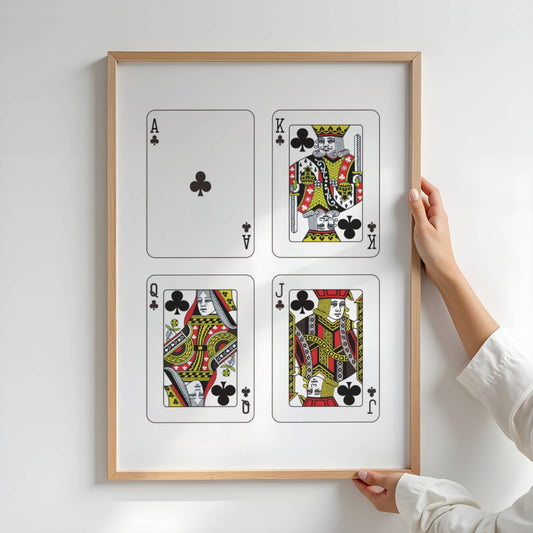 KORTSTOKK Kløver Kollasj Plakat på vegg – moderne grafisk plakat i ramme