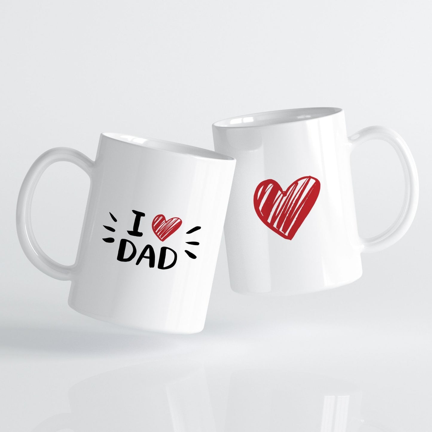 Et lekent krus med enkel og tydelig kjærlighetserklæring.
Designet i hvitt og rødt gir et friskt og moderne uttrykk – perfekt som en liten oppmuntring til pappa.