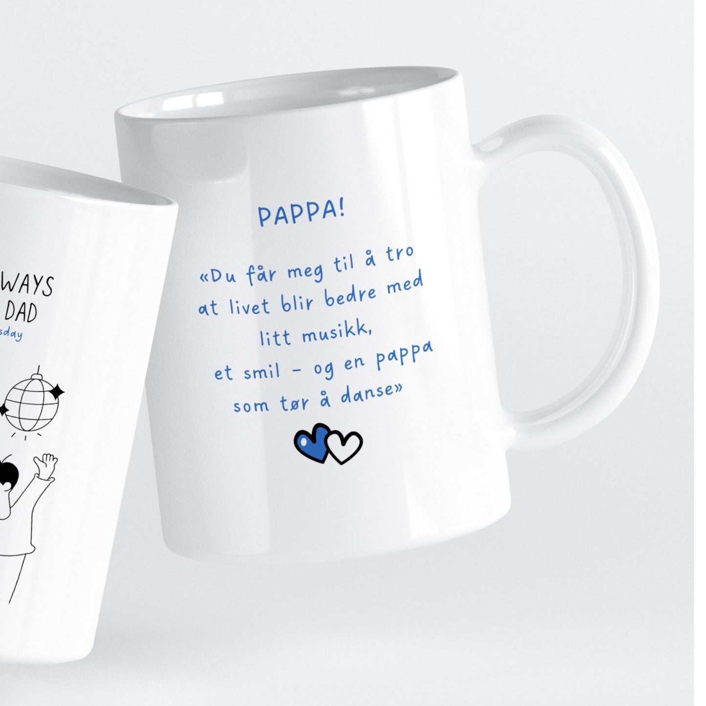 Et lekent og trygt motiv som minner om hvordan fars kjærlighet skaper rom for latter og ro.
Et krus som passer like godt på kontoret som hjemme.