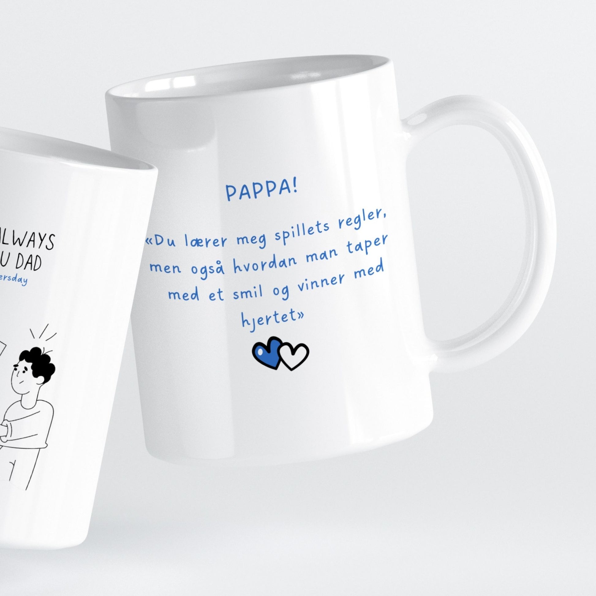 Et elegant og balansert motiv som uttrykker samhørighet.
Et krus for pappahjerter som setter pris på det enkle og ekte.