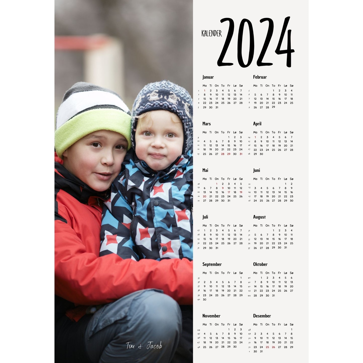 Kalender 2024 med ditt personlig bilde