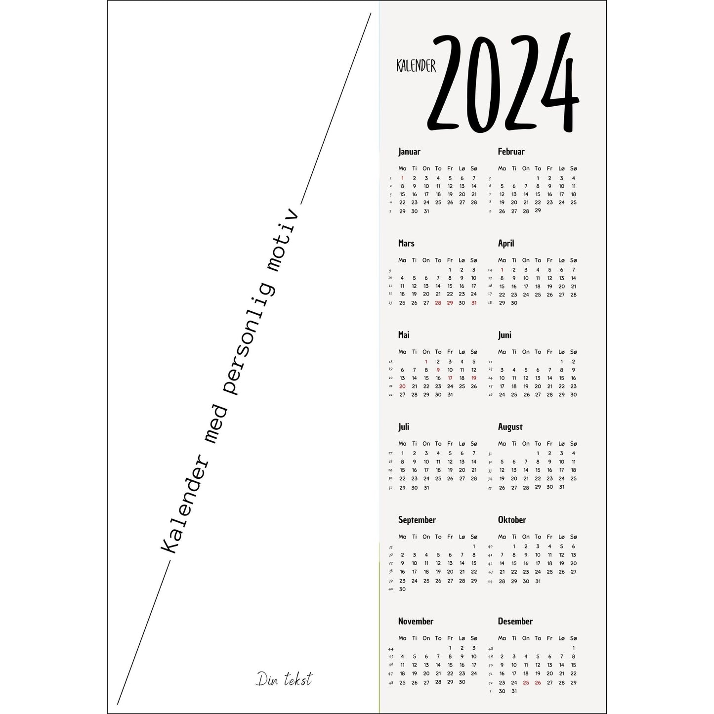 Kalender 2024 med ditt personlig bilde