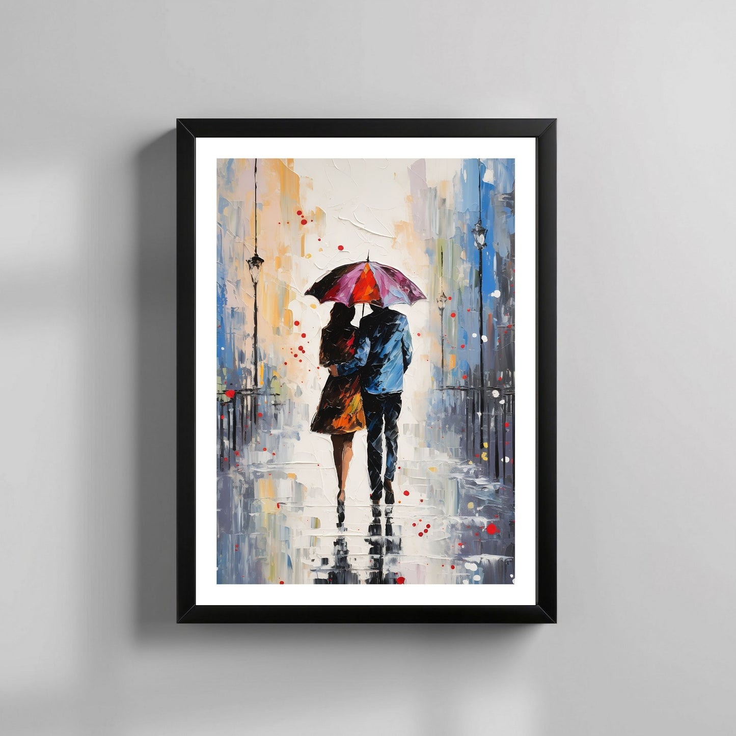 LOVERS UNDER THE RED UMBRELLA - PLAKAT OG LERRET