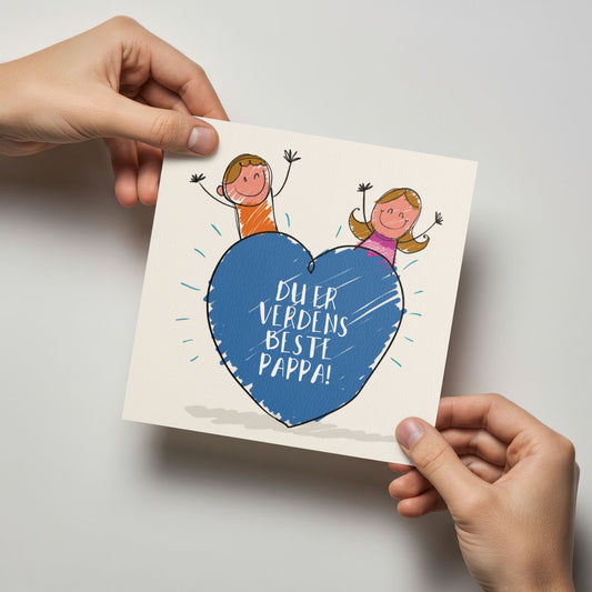 Et varmt og lekent kort som sier alt på én gang – du er verdens beste pappa!
