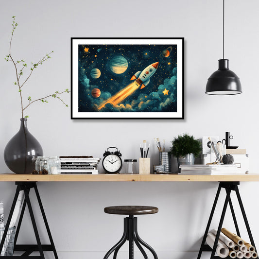 KOSMISK RAKETT No4 - PLAKAT OG LERRET