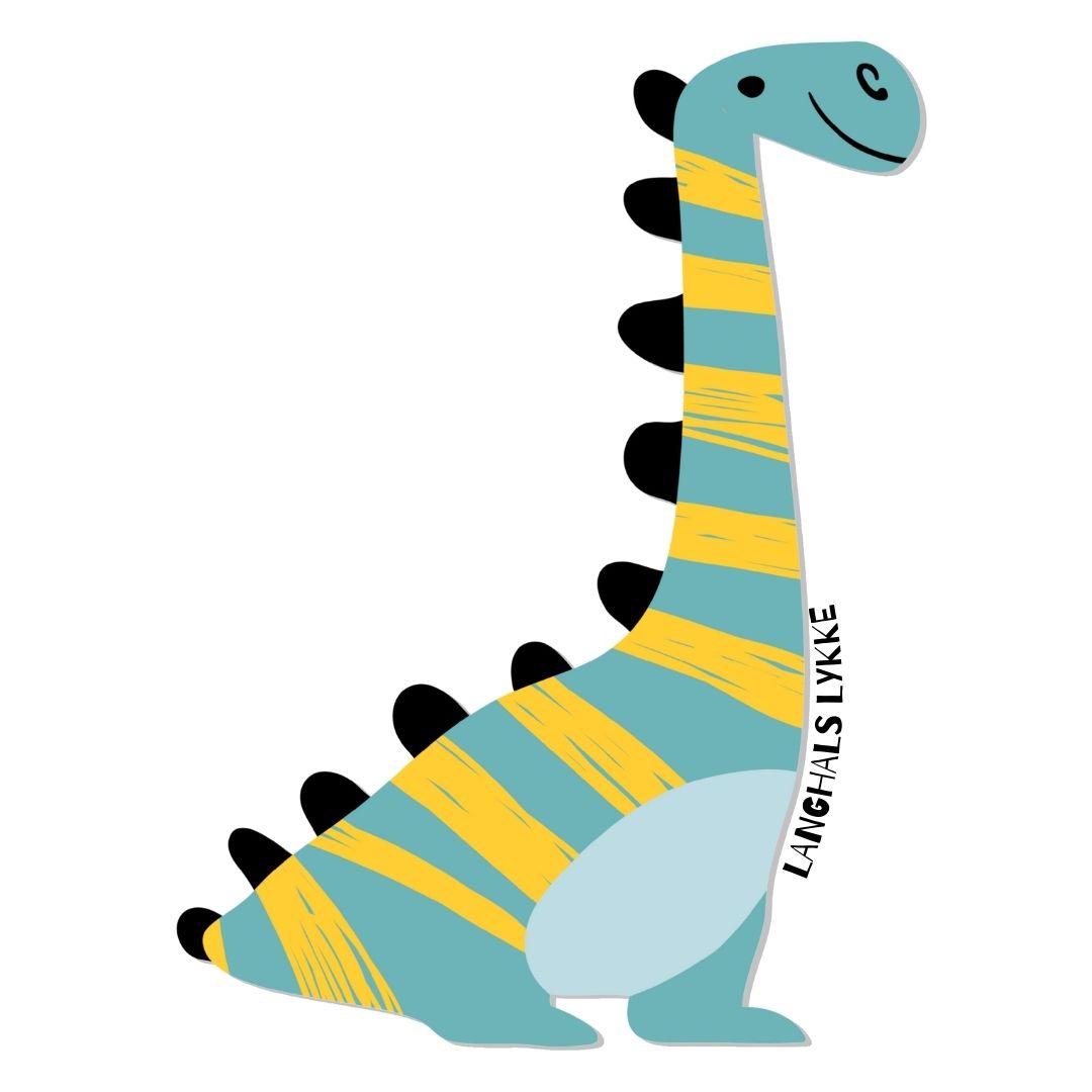 Emaljekrus med Langhals Lykke fra Dino Venneflokken. Plass til navn på andre siden.