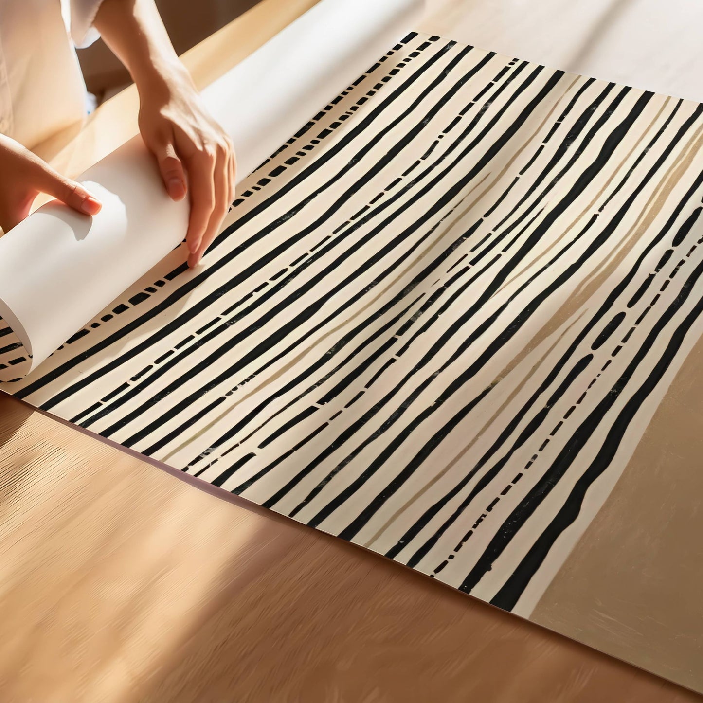 Denne plakaten er inspirert av balansen mellom struktur og flyt, og skaper et tidløst uttrykk som passer perfekt til ethvert moderne interiør. Illustrasjon viser motivet på print.